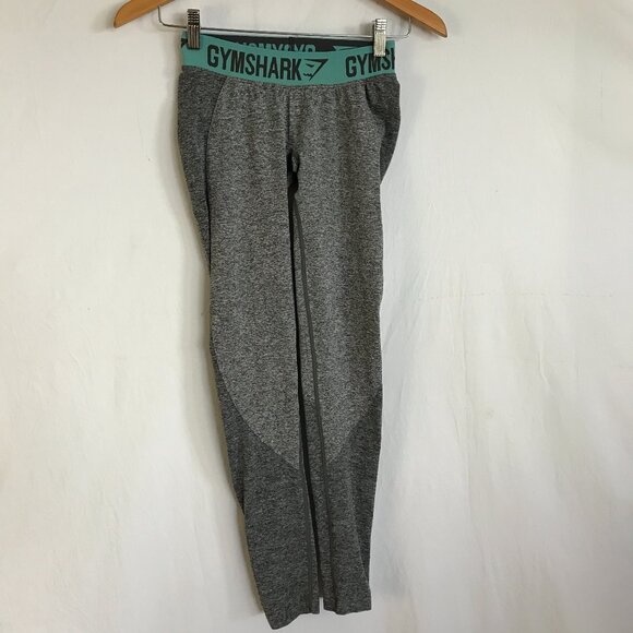 Gymshark Legging Women XXS Gray Flex Seamless Cropped Logo Elastic Waistband - Picture 1 of 9